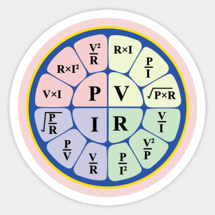 Electrical ohms Law Formula Wheel Chart for Electricians , Electrical Engineering Students , Engineers ,Physics Students Sticker